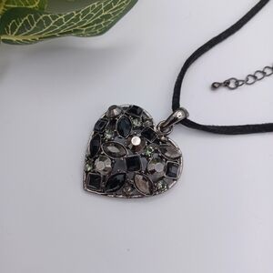 Heart Pendant Necklace with Black Cord